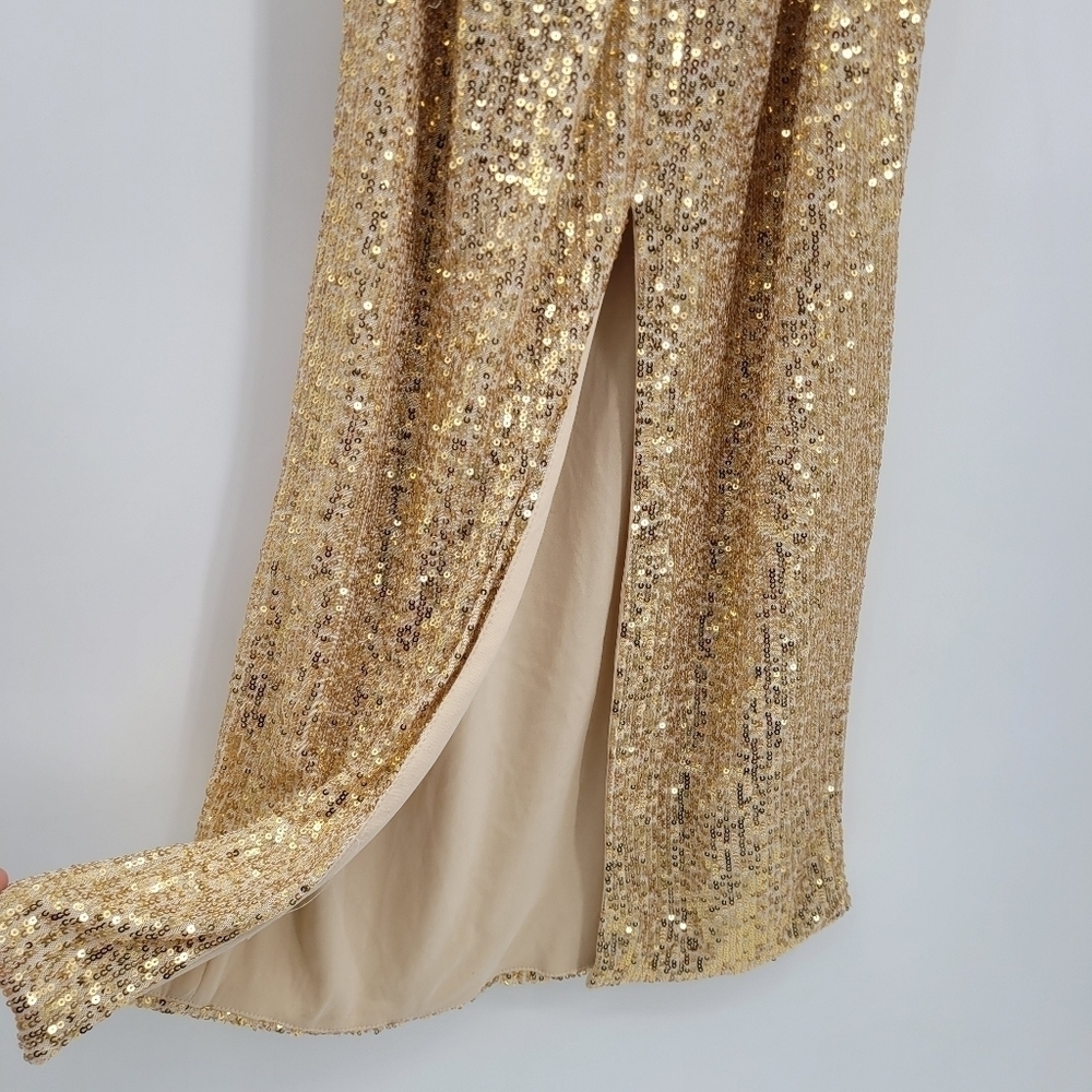 Ieena for Mac Duggal Sequin Halter Neck Sheath Gown - Picture 6 of 9